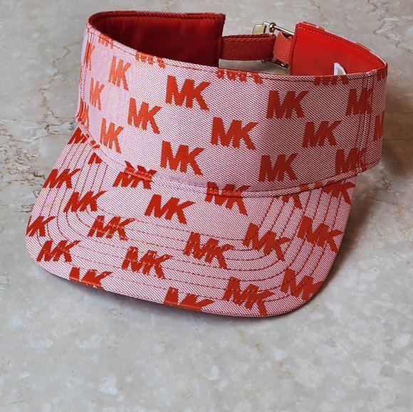 Michael Kors Women's Red Clay Logo Jacquard Visor - Picture 3 of 6